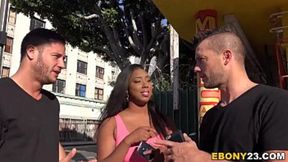 Busty ebony Lisa Tiffian takes a DP