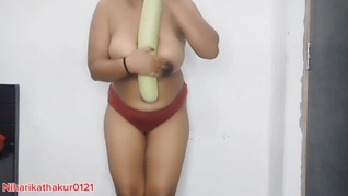 Desi Girl adventure sex with bottle guard