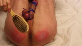 Selfspanking with hairbrush