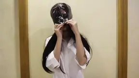 Tight bondage bag gags her with perfect control