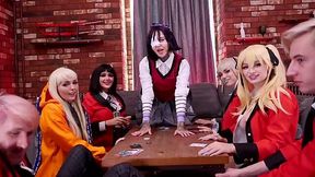 Insane in-home orgy with Kakegurui cosplay girls and boys