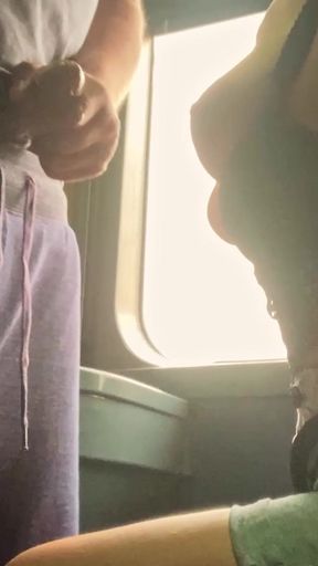 Public CUMSHOT ON ME !! Jerk off on the train!