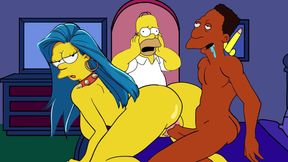 Homer finds his wife Marge being unfaithful to her friend