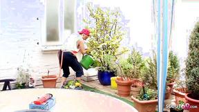 ”German Granny With Big Boobs Seduce To Fuck In Her Garden”