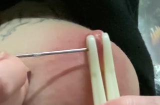 Bdsm painful breast tit torture nipple piercing needleplay