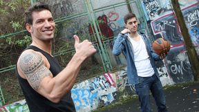 Basketball Hunks Go Bareback in Public