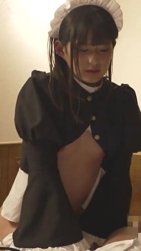 133cm Maid Uniform Cosplayer Massive on the a-cup Body That Is Still Growing