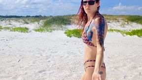 Pissssing Redhead Looner Girl Public Beach Ball Punishment
