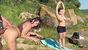 Breast Pressure Builds In Open-air Scene Cock Deepthroat Amidst Beachside Thunder