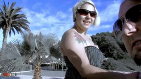 chubby spanish blonde babe fucked in the ass at the beach