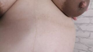 Cheating ex-wife with a huge pregnant belly showing her soak titted and bald snatch after shower!