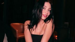 Beautiful brunette begs to fuck her after date night