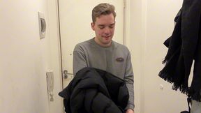 handsome twink sucks my big uncut cock while my girlfriend is at work