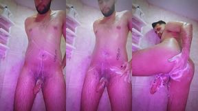 jerking my big cock and rubbing my hot soapy ass in the shower makes me cum so good - camilo brown