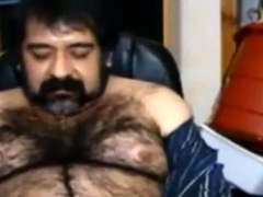Hairy Bear Daddy Stroking Big Cock
