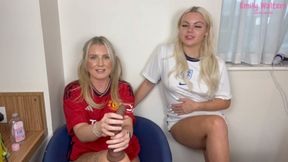 Two hot blondes give jerk off instructions