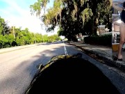 Velomobile (streamlined bicycle) WHORE _ She Masturbates on it, Physique/Muscle Displays, Cums
