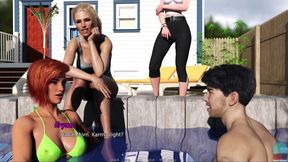 Petite girl with big boobs in a visual novel