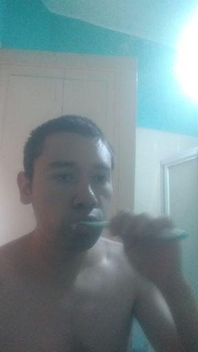 Washing my face the water was cold