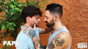 Bearded hunk fucks dark-haired stud