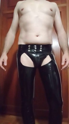 me with my new latex chaps