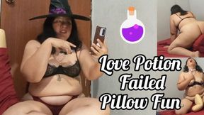 Chubby Witch Casts a Spell on Herself with a Pillow