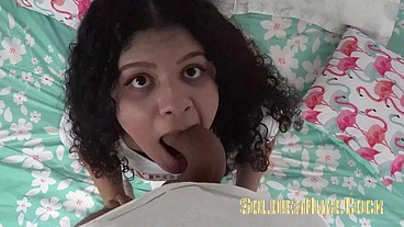 Beautiful Colombian-Venezuelan teen with giant tits enjoys riding big cocks