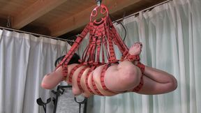 Suspension with belts live at the BDSM day