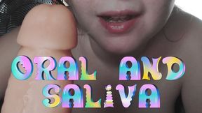 Oral with dildo with lots of saliva