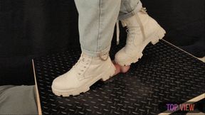 CBT in White Combat Boots (Top Version) - Tamystarly - Cock Balls Crush Trample, Bootjob, Trampling, Shoejob, Stomping