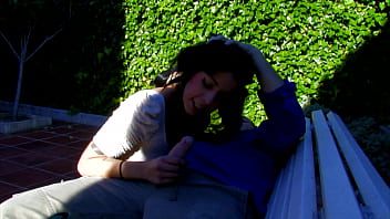 MILF neighbor sucks my dick on a park bench before inviting me over to her place 4K