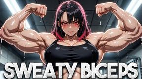 POV Sweaty Biceps Domination - Rika Flexes Her Superior Arms Right In Your Face After Workout