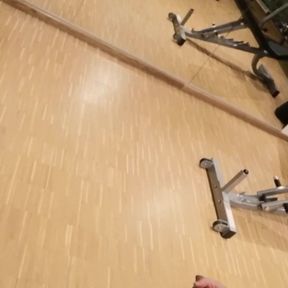 Risky Masturbation in the Gym at the Hotel