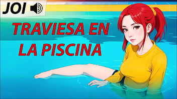 JOI hentai, traviesa en la piscina. Voz espa&ntilde_ola.