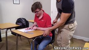 Leon King wants Levi Hatter to suck his massive cock in the classroom