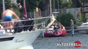 Shameless Outdoor Encounter with a Blonde Beauty as Boats Pass By