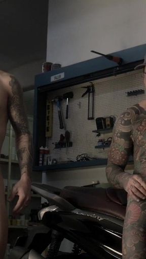 Two Friends in the Mechanic's Workshop