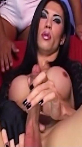 Asian Big Tit Tranny Fucked Anally with a Condom