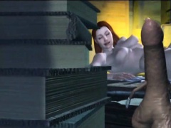 Horny 3D hentai slut rub a huge dick