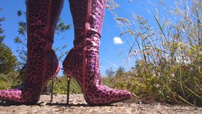 Pink Leopard Holo Stiletto Boots 2