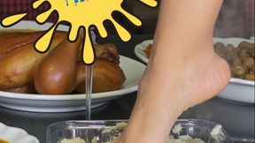 FunSizeGoddess gets her feet messy stepping in mashed potatoes