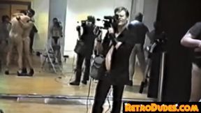 RetroDudes.com - Vintage policeman catches guys enjoying orgy banging