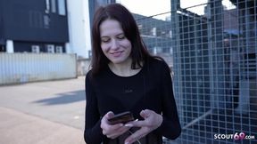 GERMAN SCOUT - Small Redhead Teen Peach Delina Pick Up for First Casting Fuck