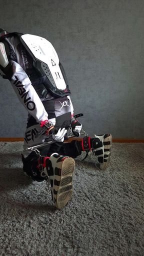 Self Bondage of a Hot Motorcyclist in Full Gear