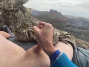DOUBLE ERUPTION!! Jacking off while watching a volcano in Iceland erupt