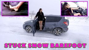 VIKA BAREFOOT IN HIGH HEEL STUCK REVVING DRIVE REVERSE IN SNOW 4K (real video) FULL VIDEO 46 MIN