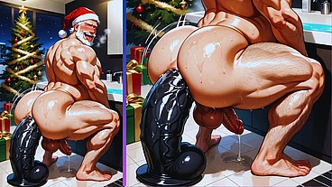 Old, chubby gay man shows off his big, round ass while being fucked dressed as Santa Claus. Anime Hentai Animation