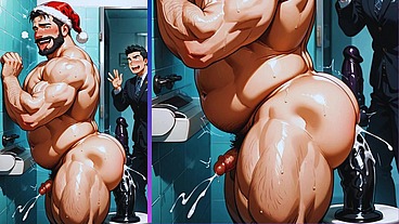 Old, chubby gay man shows off his big, round ass while being fucked dressed as Santa Claus. Anime Hentai Animation