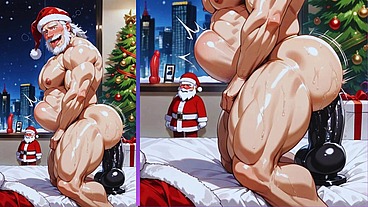 Old, chubby gay man shows off his big, round ass while being fucked dressed as Santa Claus. Anime Hentai Animation