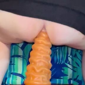 Stuffing 20 in huge dildo in my ass